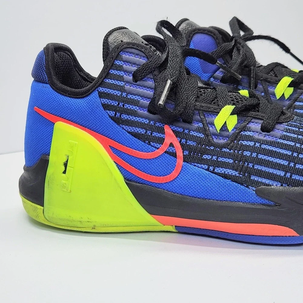 Nike LeBron Shoes Kids Size 2 Blue Black Neon Basketball Sneakers DD0424-405